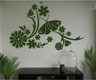 Sticker decorativ floral cu fluturi