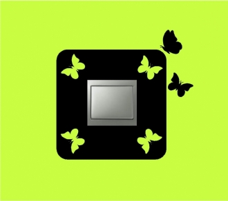 Sticker intrerupator patrat cu fluturi