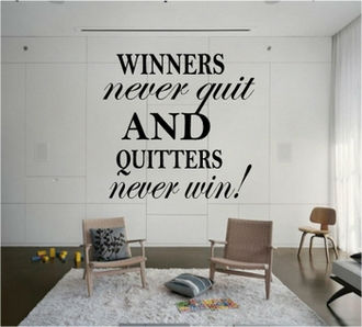 Sticker text WINNER NEVER QUIT QUITTERS NEVER WIN
